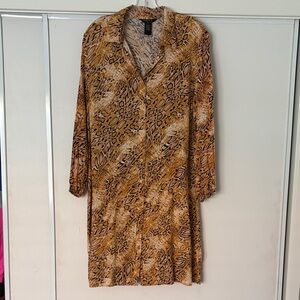 Elegant Long Sleeve Animal Print Dress